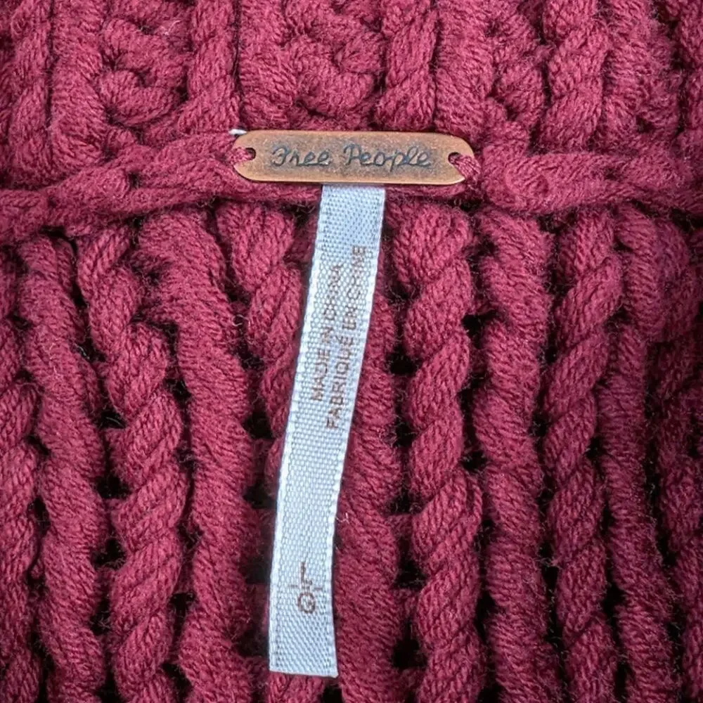 FREE PEOPLE | My Only Sunshine Burgundy Lose Knit Slouchy Sweater Mock Neck